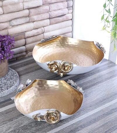 "Iron Urli Bowls - Set of 2 for Festival Decor. Ideal for floating flowers and candles. Perfect for home, office, and living room decoration."