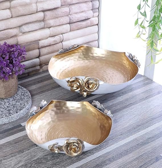 "Iron Urli Bowls - Set of 2 for Festival Decor. Ideal for floating flowers and candles. Perfect for home, office, and living room decoration."