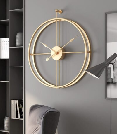 24-inch black metal wall clock with a vintage pattern, featuring classic elegance and designed to complement contemporary and modern home decor."