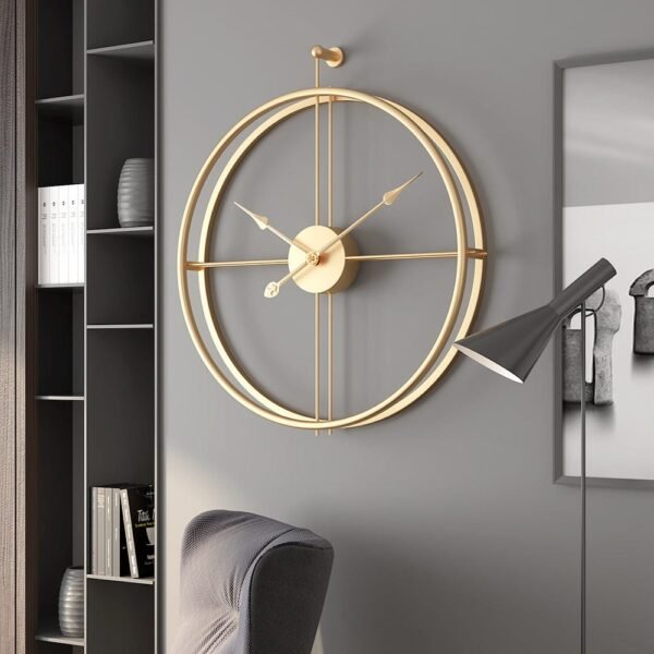 24-inch black metal wall clock with a vintage pattern, featuring classic elegance and designed to complement contemporary and modern home decor."