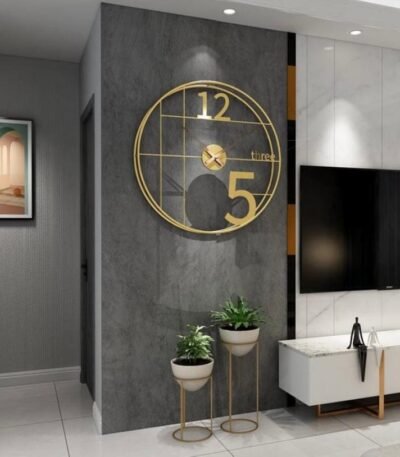 24-inch black metal wall clock with a vintage pattern, featuring classic elegance and designed to complement contemporary and modern home decor."