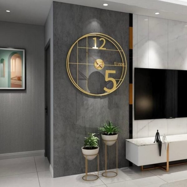 24-inch black metal wall clock with a vintage pattern, featuring classic elegance and designed to complement contemporary and modern home decor."