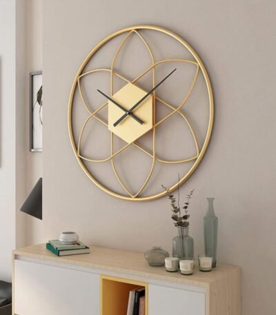 24-Inch Vintage Golden Metal Wall Clock – Perfect for Elegant Home Décor