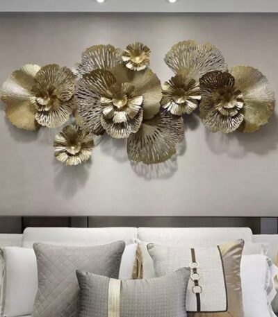 Golden Flower Metal Wall Art: Ideal for Enhancing Your Living Room