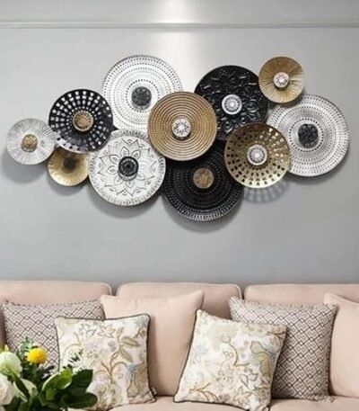 "Circle Metallic Wall Art Panels, a striking and modern addition to your home decor. Featuring a sleek design with interlocking circles, these metallic panels bring a touch of elegance and contemporary style to any wall, making them the perfect focal point for living rooms, bedrooms, or offices."