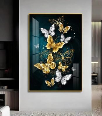 Modern Crystal Painting with Metal Framing -