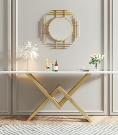 Golden Star Console Table with Sleek Iron Frame