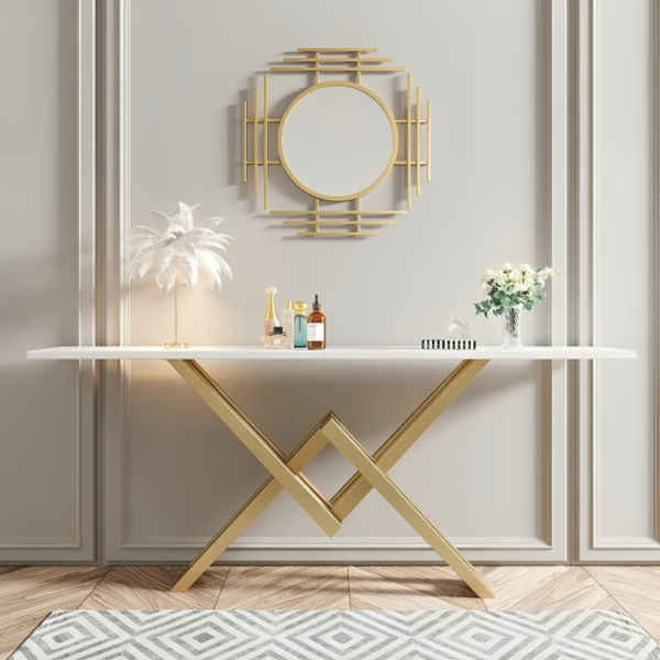 Golden Star Console Table with Sleek Iron Frame