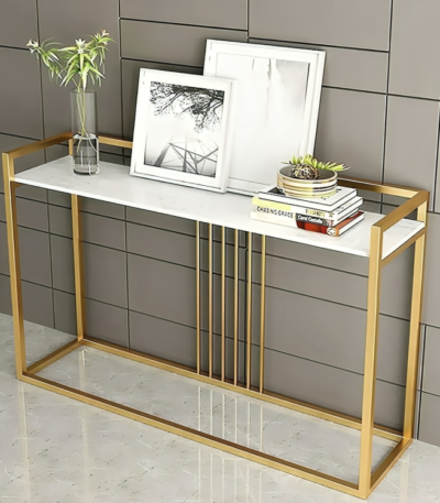 Sleek Golden Rods Design Modern Console Table"