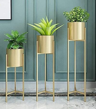 Casa Houm Golden Monque Iron Plant Stand – Indoor Flower Pot Holder for Elegant Home Décor