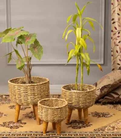 Casa Houm Jute Planter (Brown) - Set Of Three